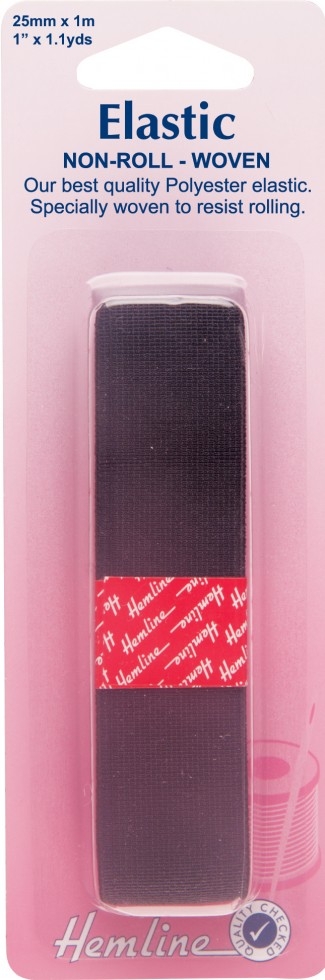 Hemline Non Roll Elastic Black