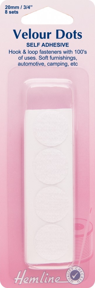 Hemline Stick On Velcro Coins White
