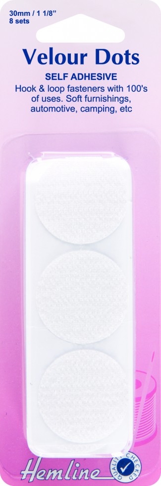 Hemline Stick On Velcro Coins White