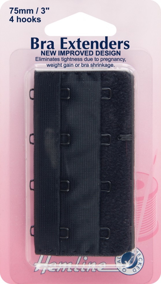 Hemline Bra Extenders Black