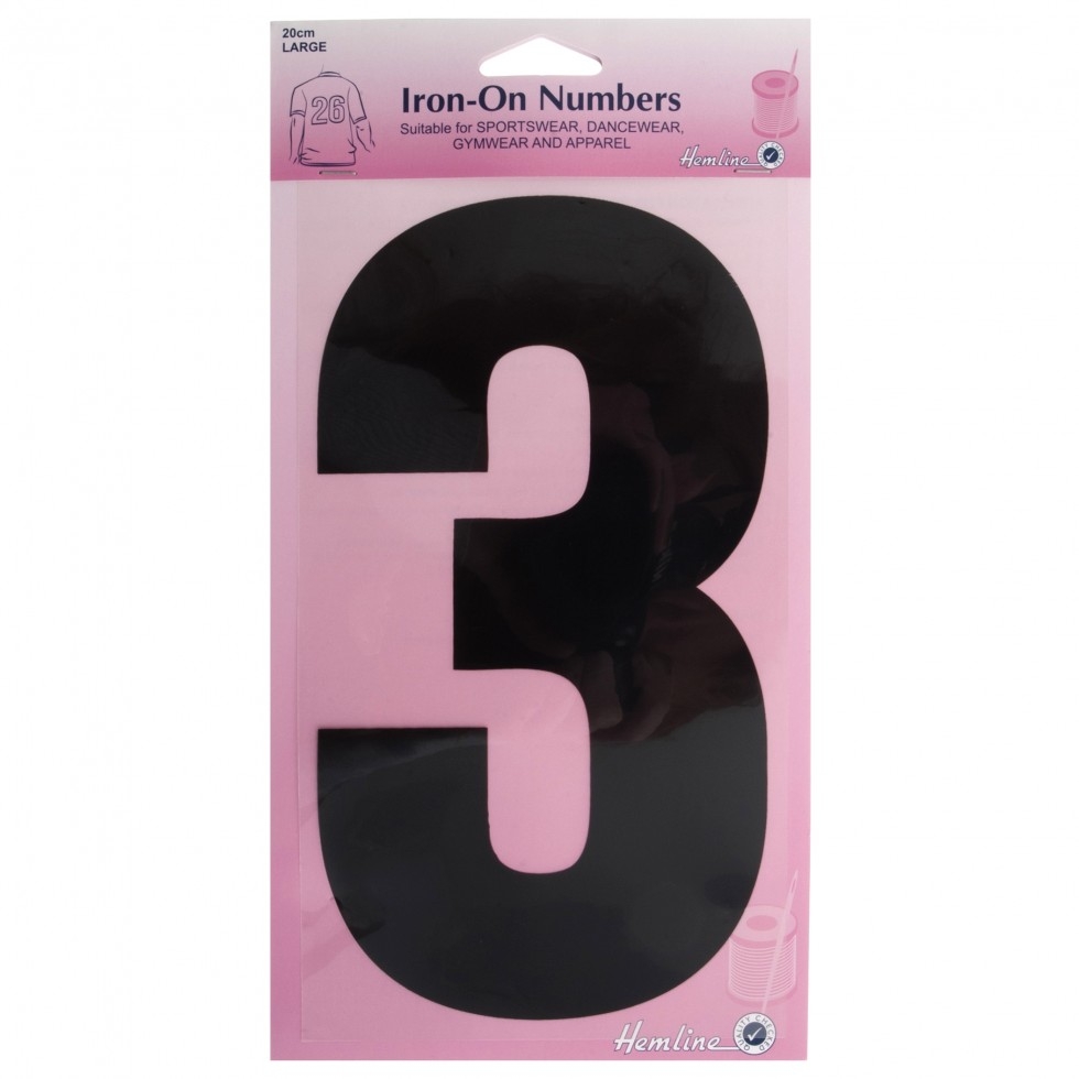 Hemline Number Patch Motif Black Number 3