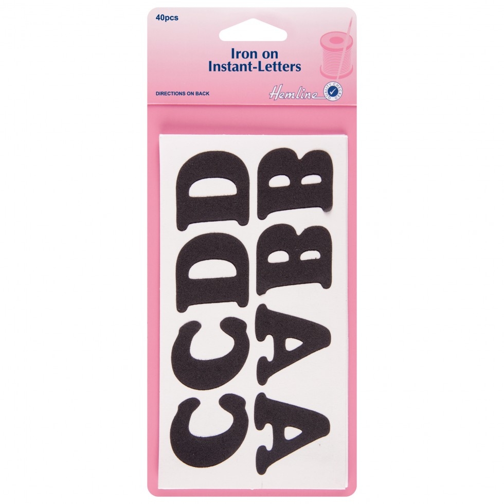 Hemline Iron On Instant Letters Black
