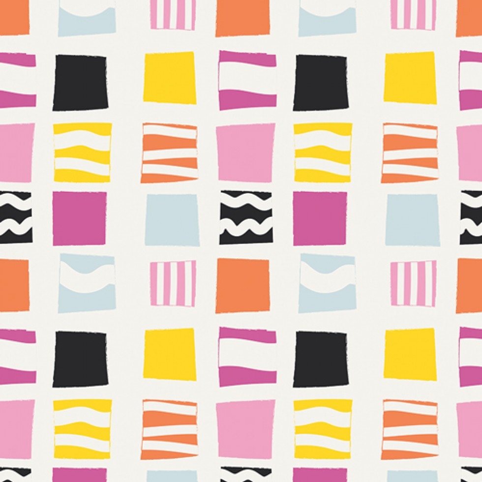 Art Gallery Fabrics Here Comes The Fun 100% Cotton Poplin Fabric Block Stencils Pop