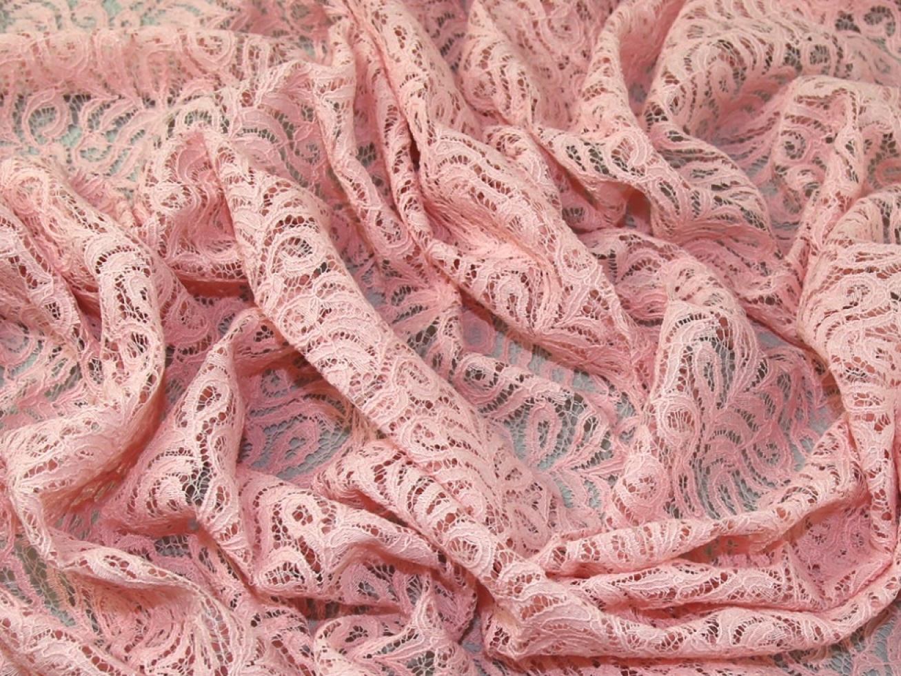 John Louden Corded Cotton Lace Fabric Baby Pink