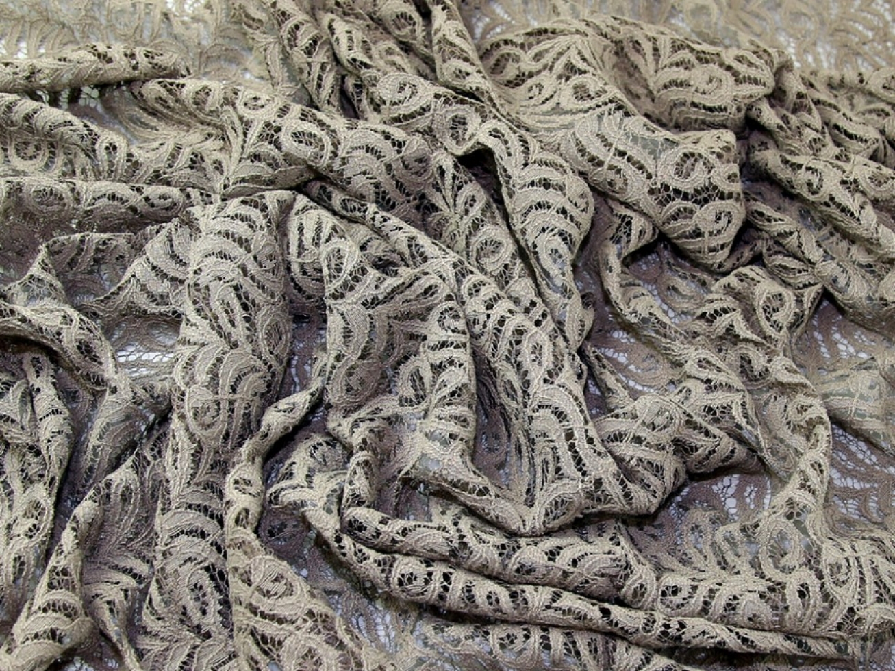 John Louden Corded Cotton Lace Fabric Taupe
