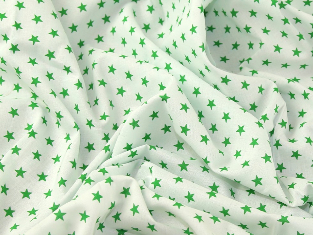 John Louden 100% Cotton Fabric Emerald Green on White