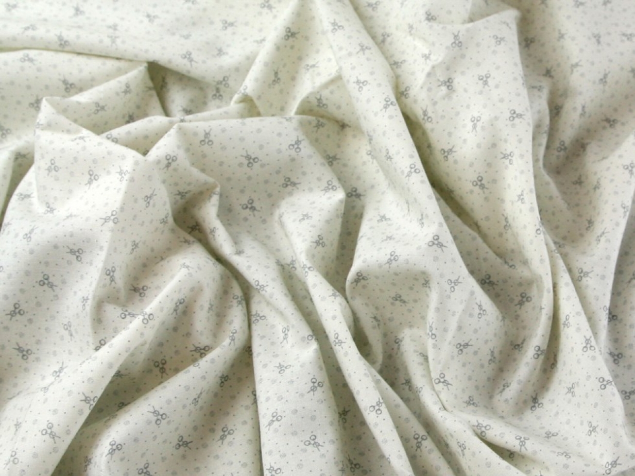 John Louden 100% Cotton Poplin Fabric Cream & Grey