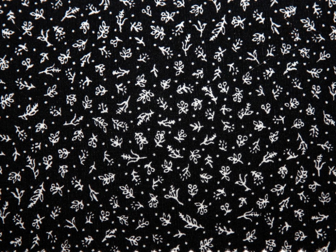 John Louden 100% Cotton Fabric White on Black