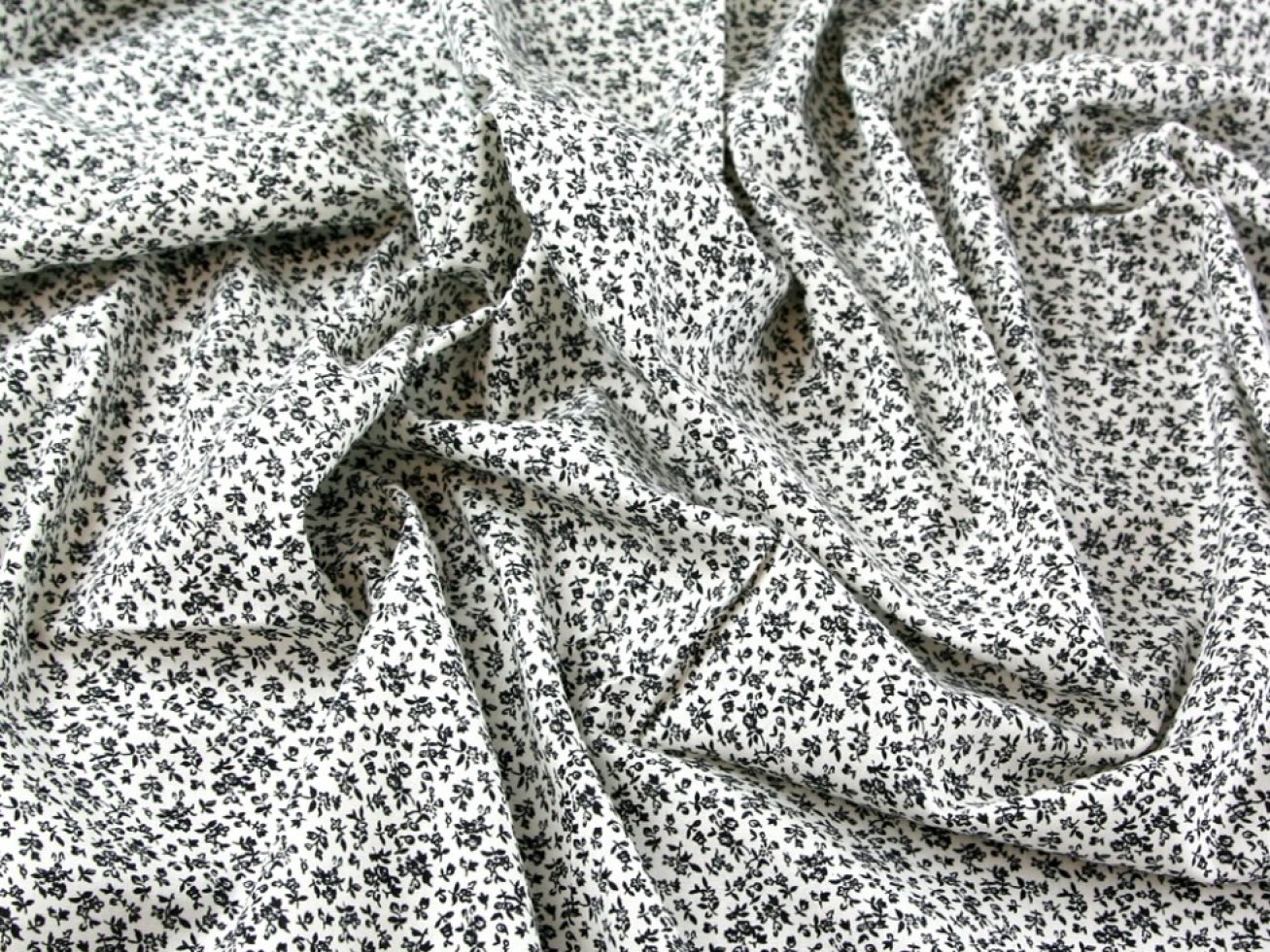 John Louden 100% Cotton Fabric Black on White