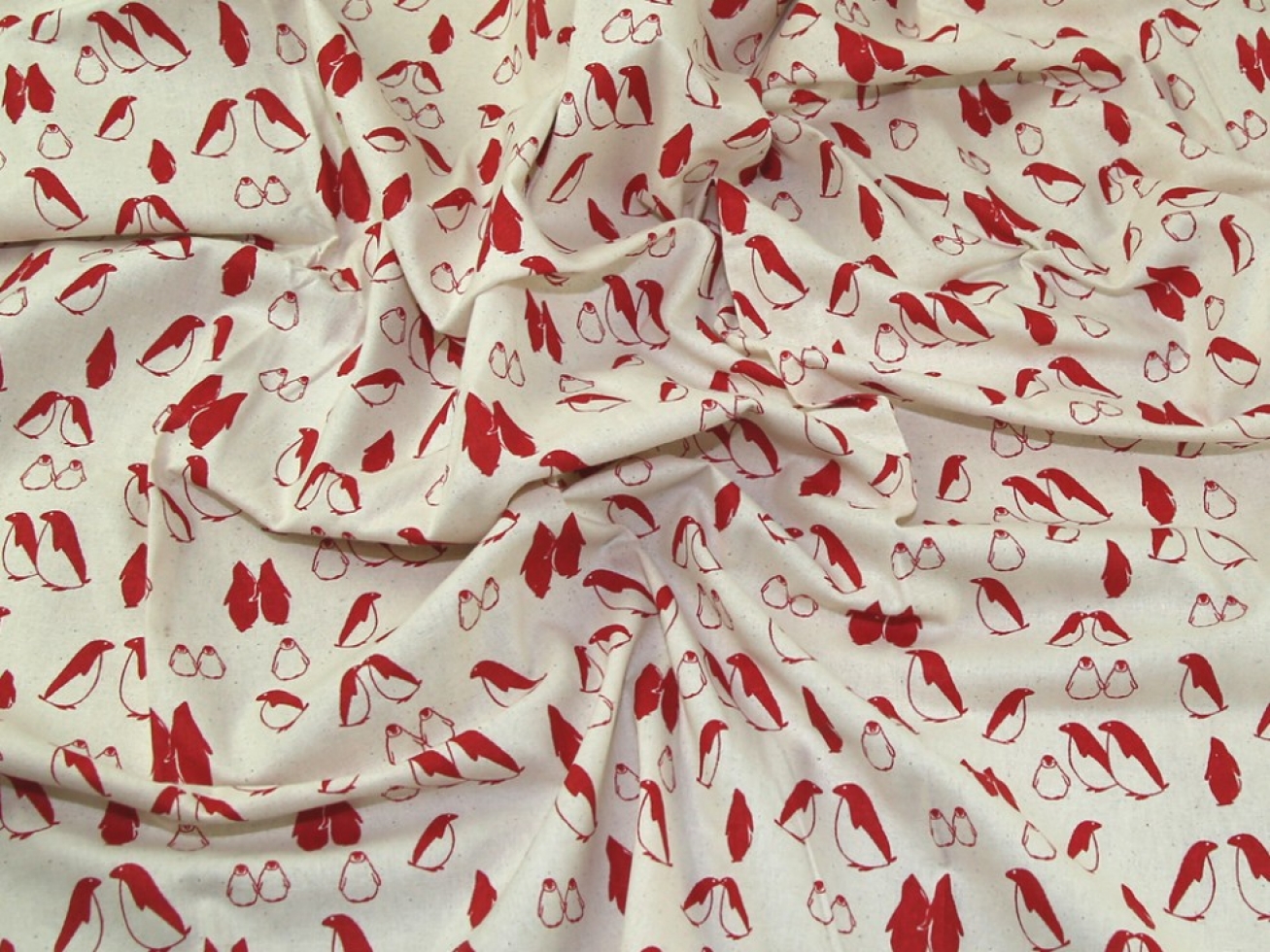 John Louden Printed 100% Cotton Calico Fabric Red on Natural