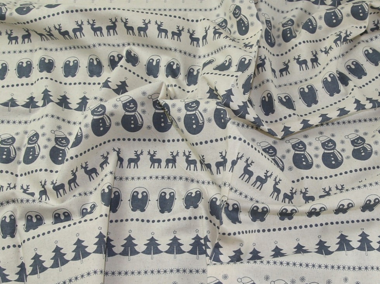 John Louden Printed 100% Cotton Calico Fabric Grey on Natural