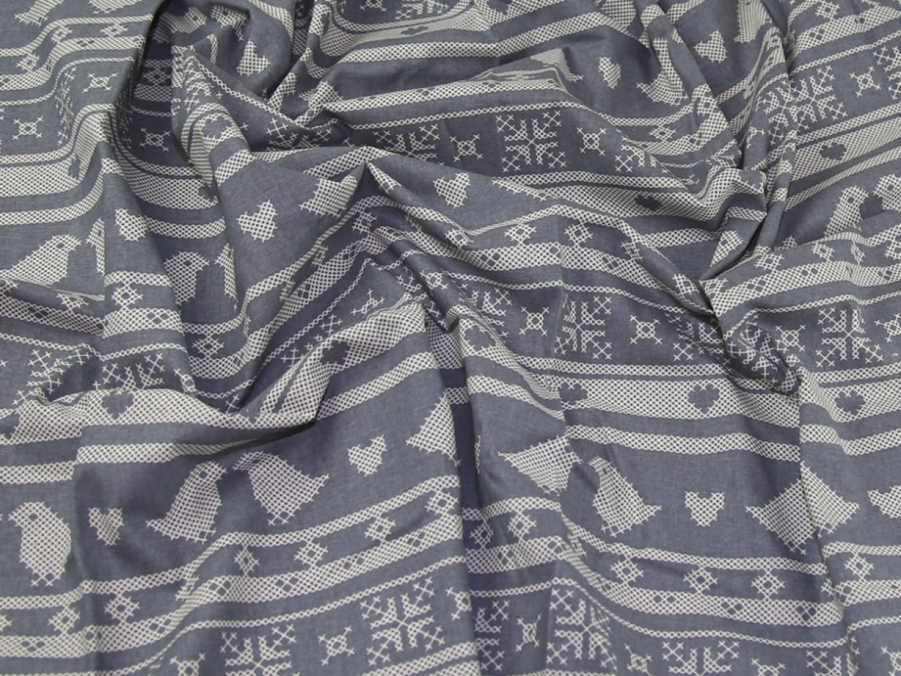John Louden Printed 100% Cotton Calico Fabric Natural on Grey