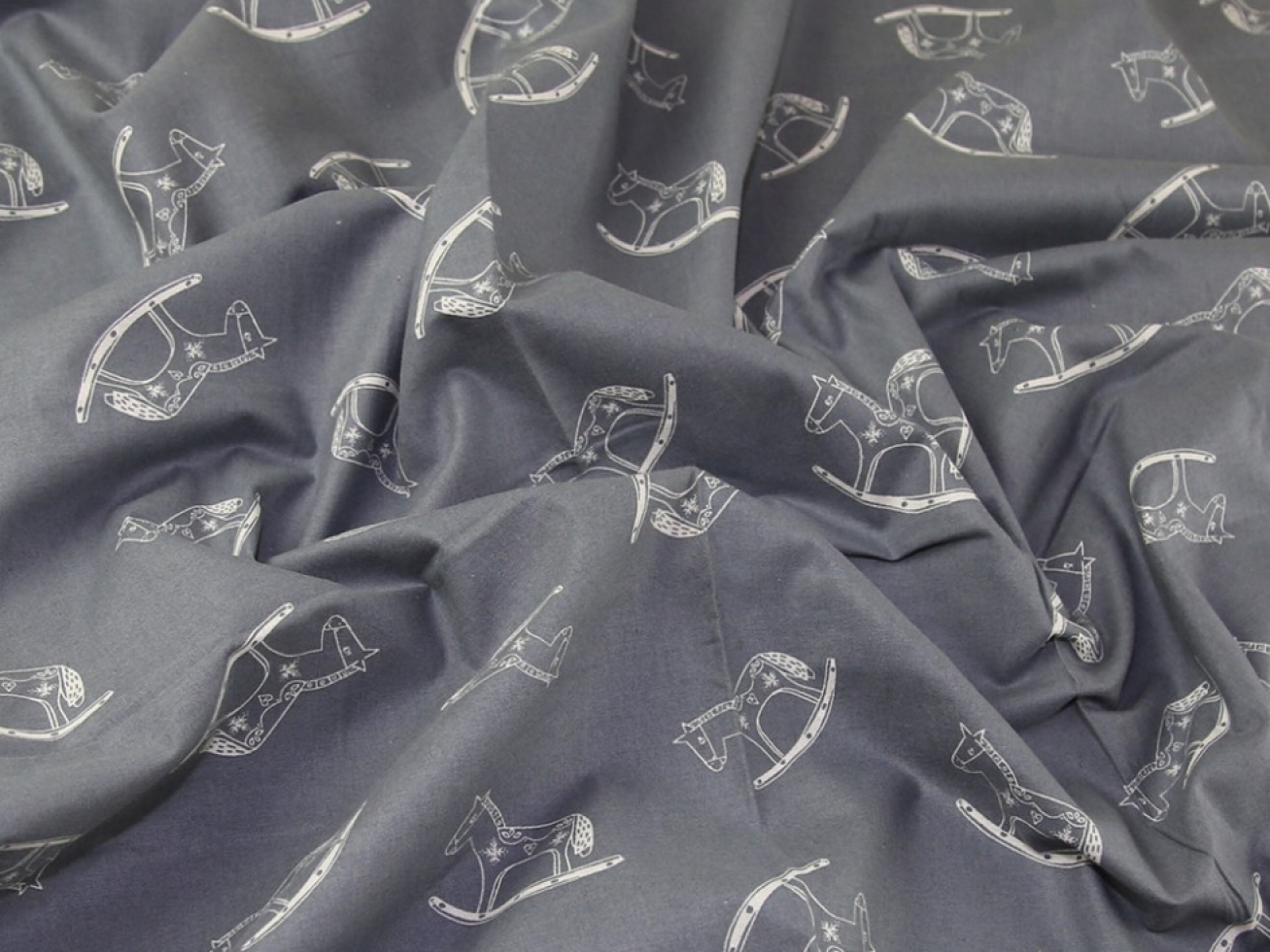 John Louden Printed 100% Cotton Calico Fabric Natural on Grey