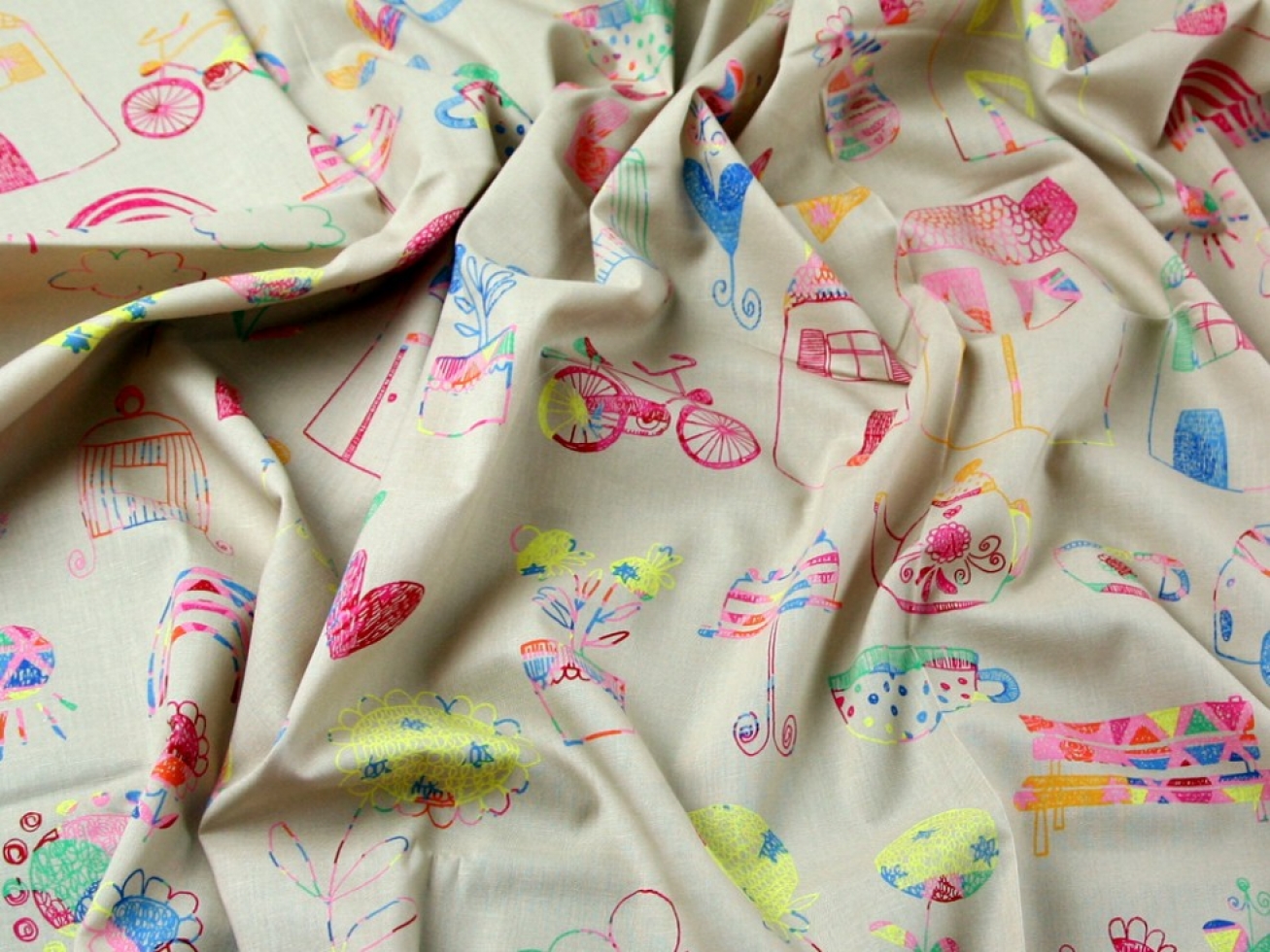 John Louden 100% Cotton Poplin Fabric Beige