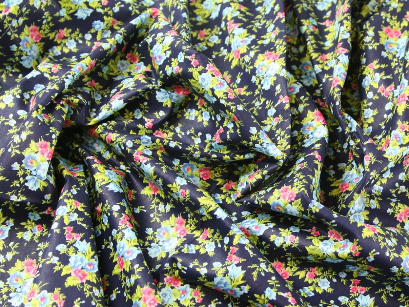 John Louden 100% Cotton Poplin Fabric Navy Blue