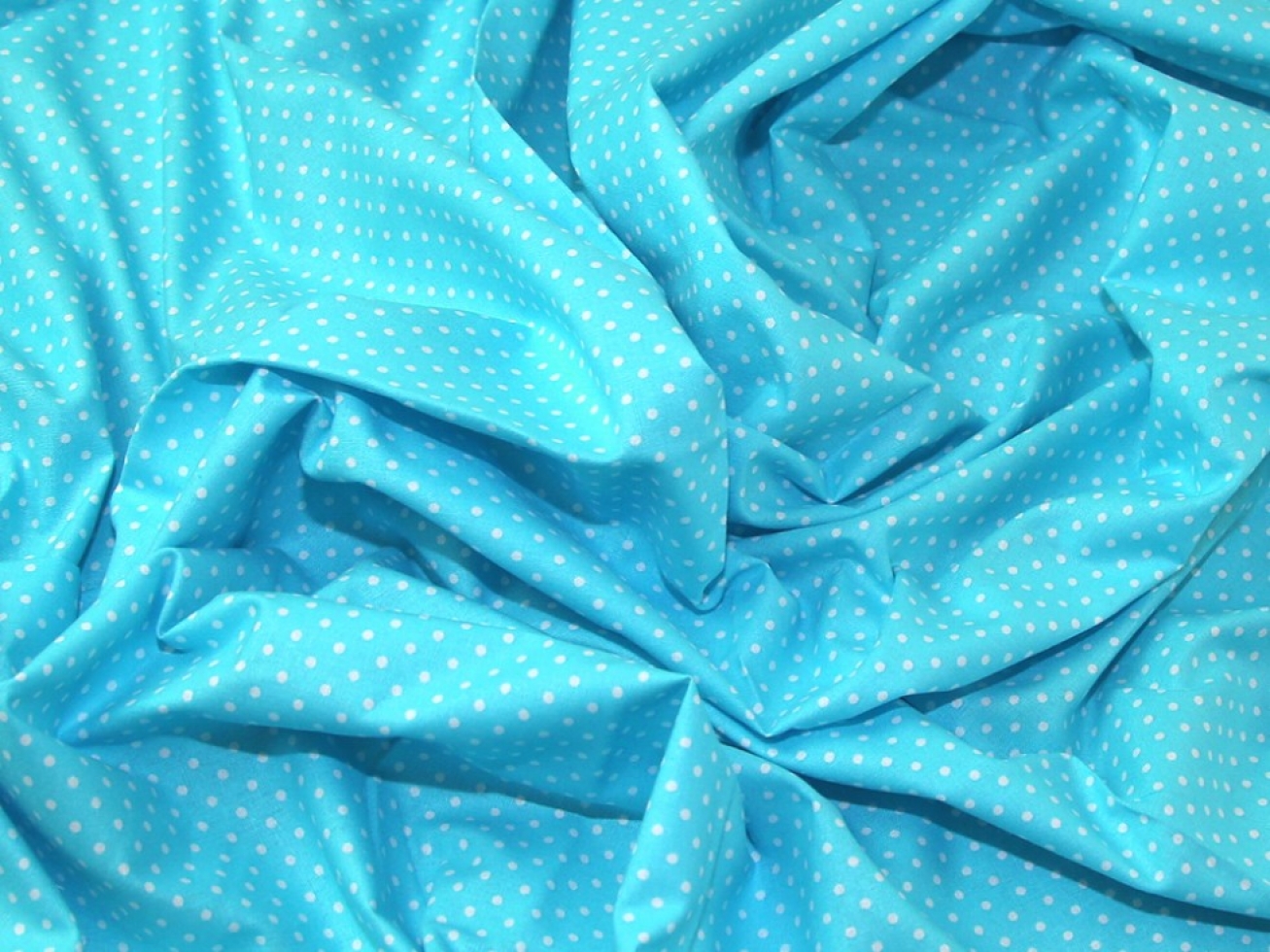 John Louden 100% Cotton Fabric White on Turquoise