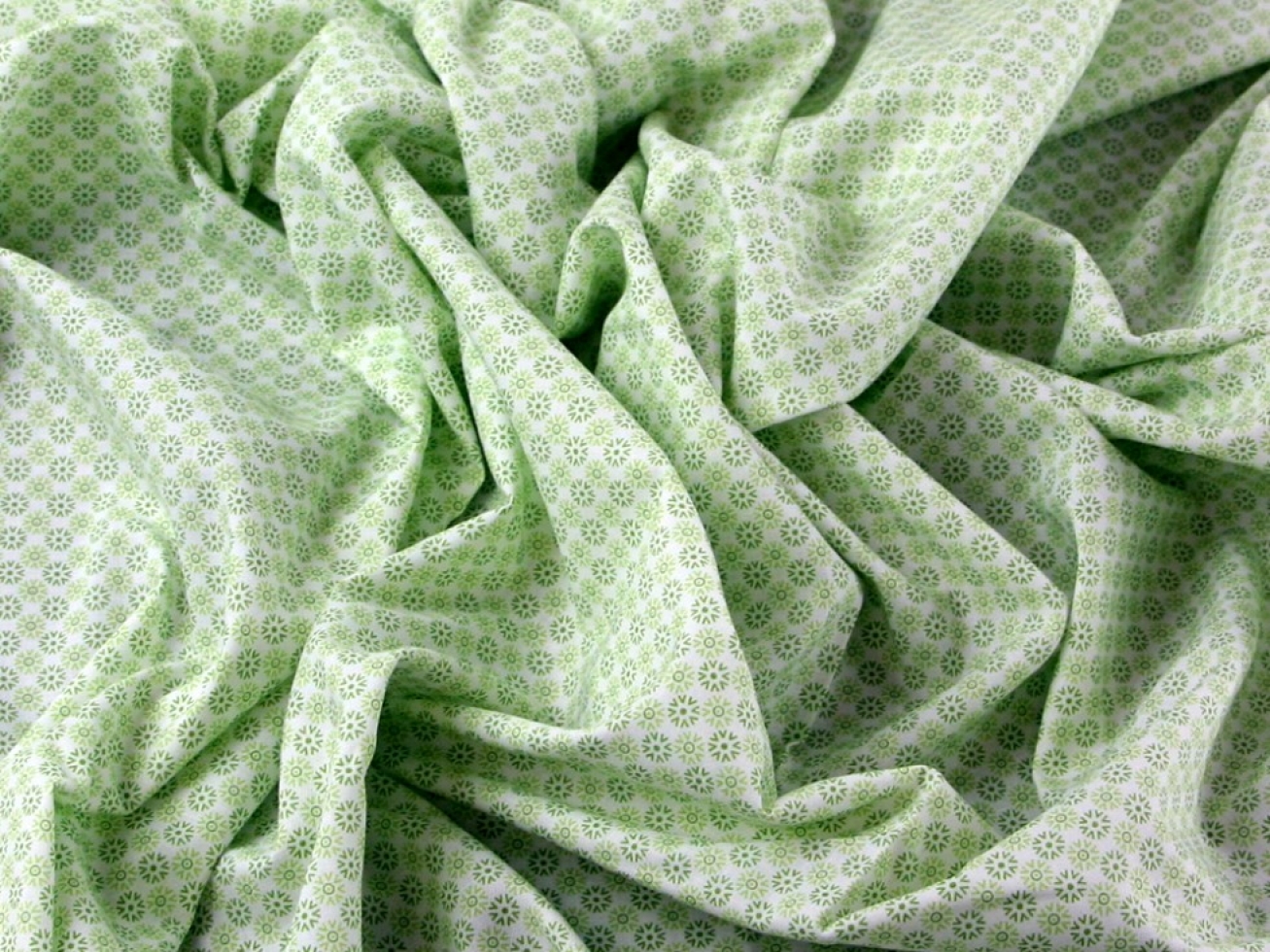 John Louden 100% Cotton Poplin Fabric Green & White