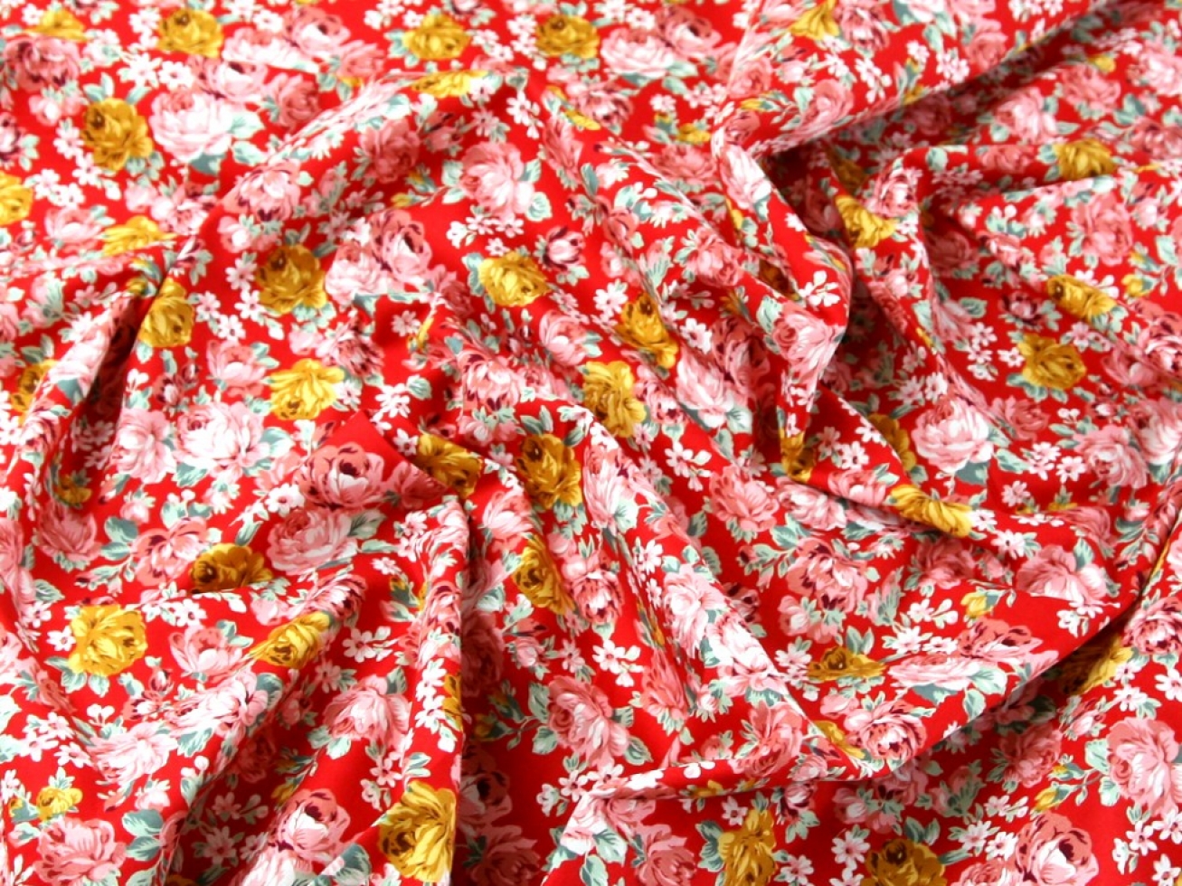 John Louden 100% Cotton Poplin Fabric Red