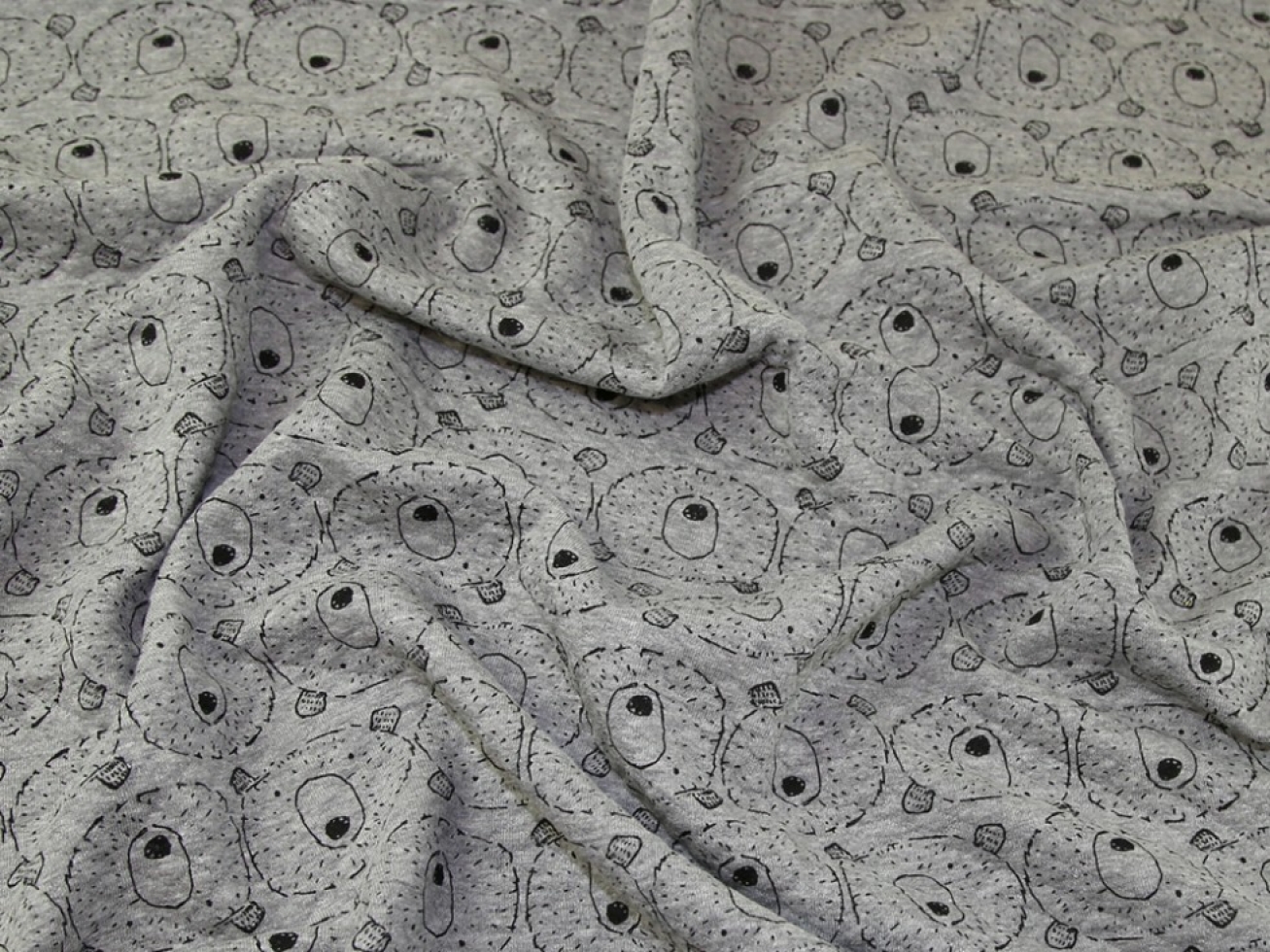 John Louden Quilted Textured Stretch Knit Fabric Grey