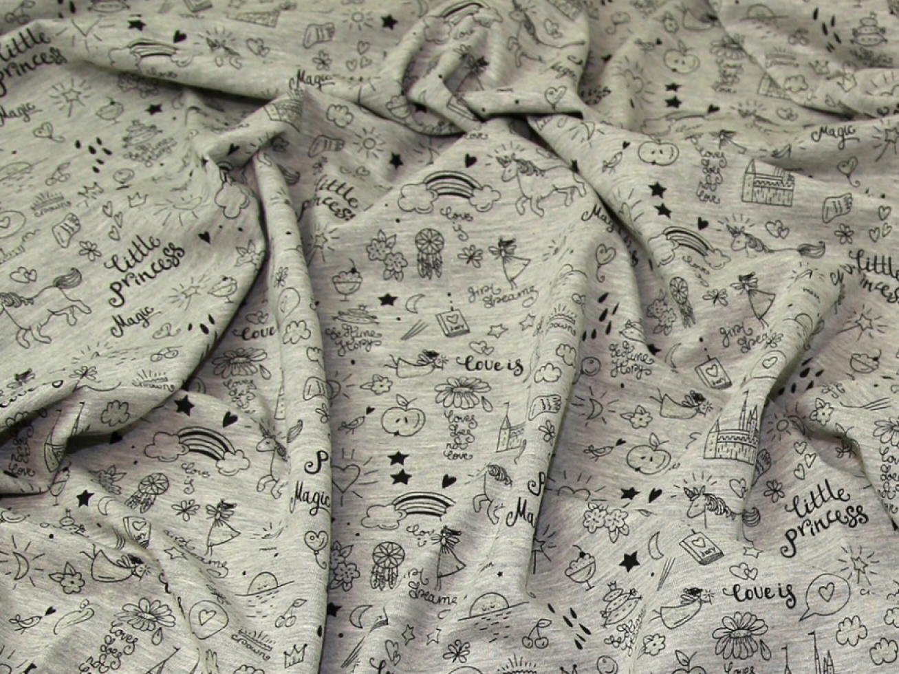 John Louden Glow In The Dark Jersey Stretch Knit Fabric Grey