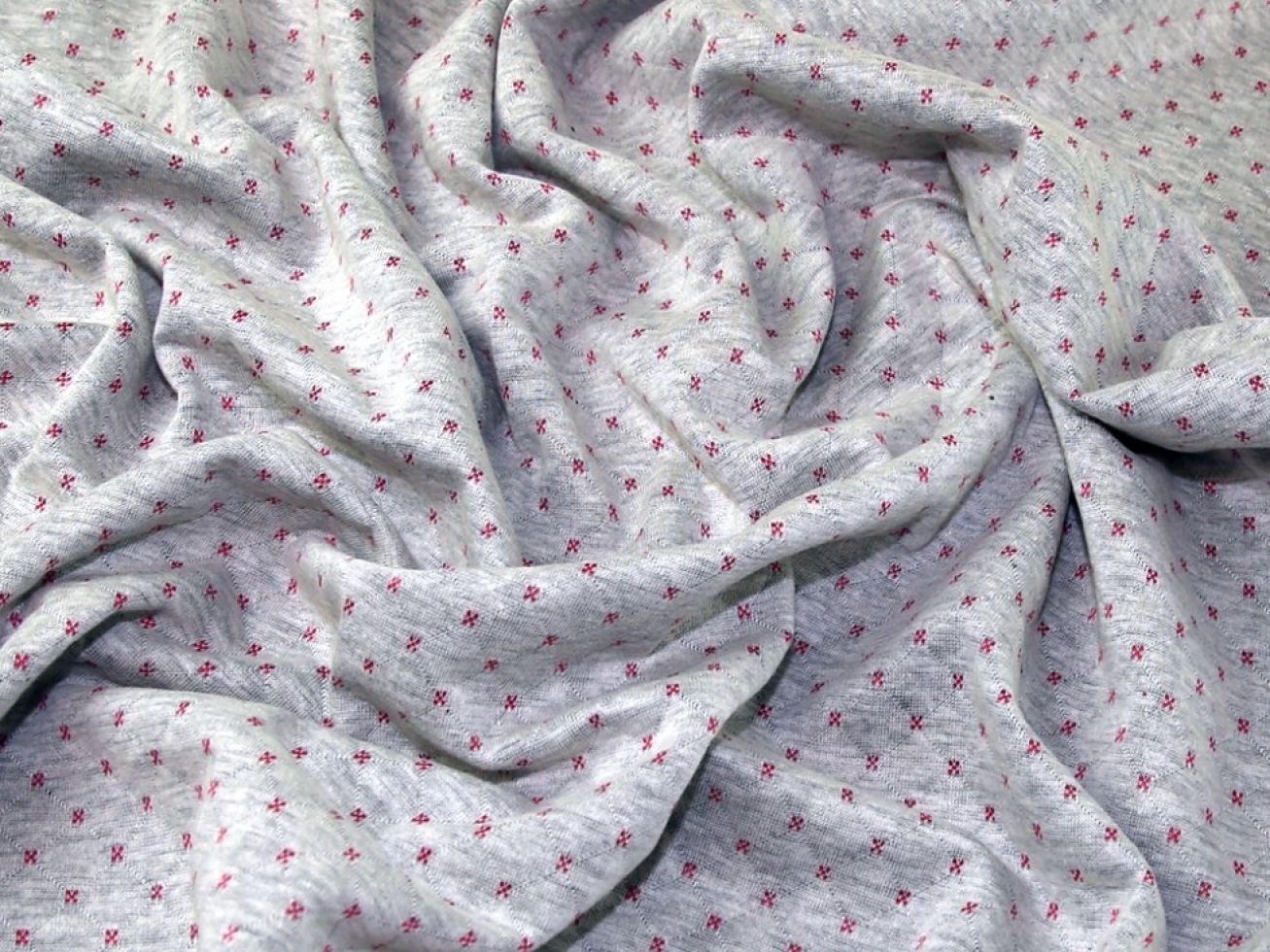 John Louden Jacquard Stretch Knit Fabric Grey & Pink