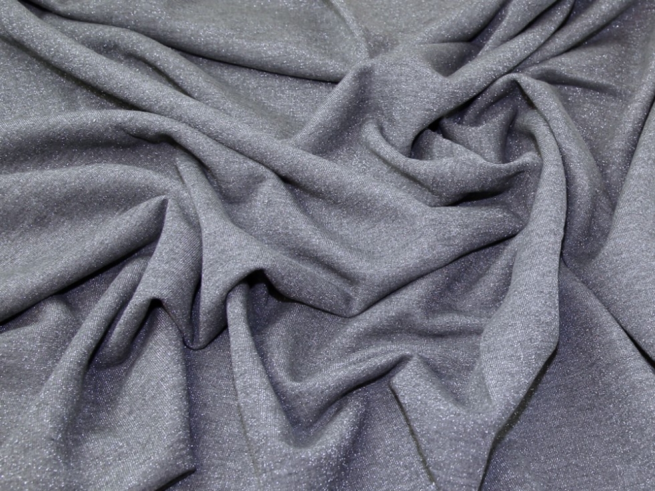 Lurex Fleece Back Sweatshirt Stretch Knit Fabric Grey