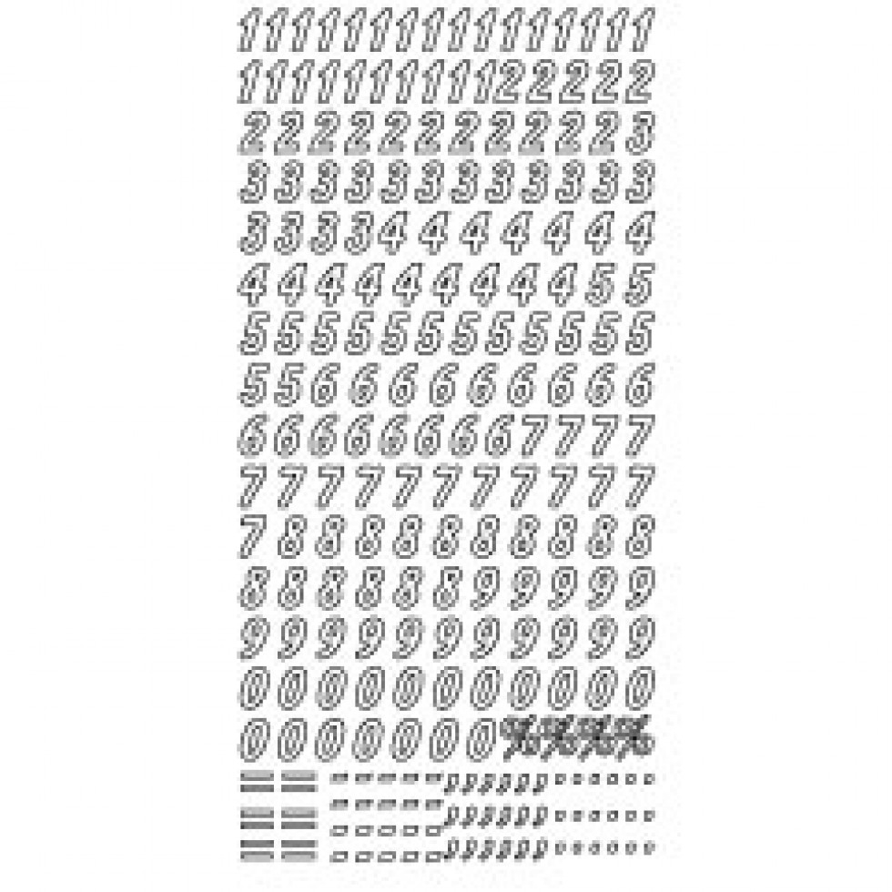 Peel Off Stickers Italic Numbers Silver