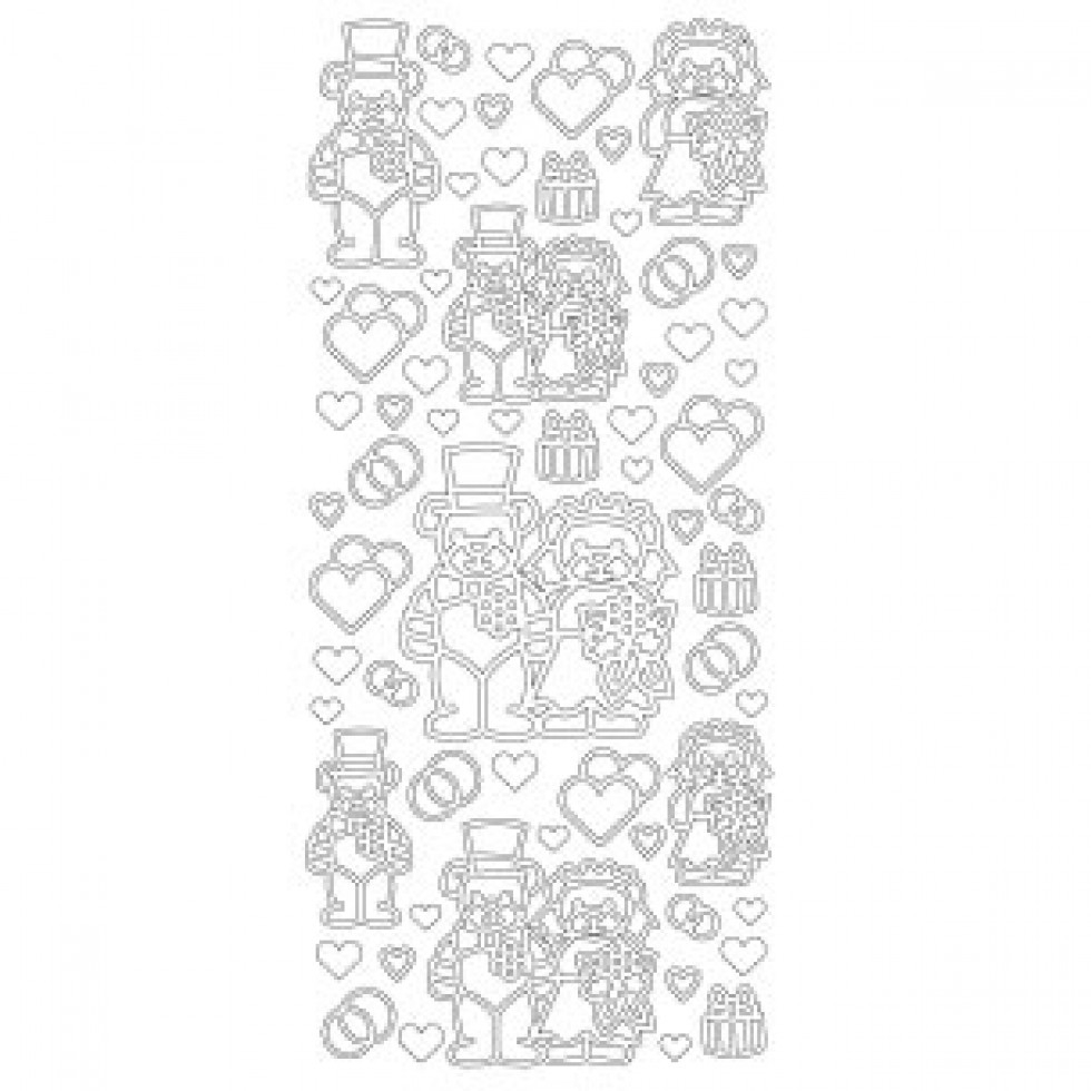 Peel Off Stickers Wedding Bears Gold