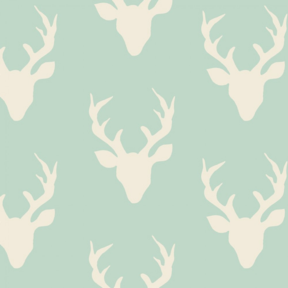 Art Gallery Fabrics Hello Bear Cotton Jersey Stretch Knit Fabric Buck Forest Mint