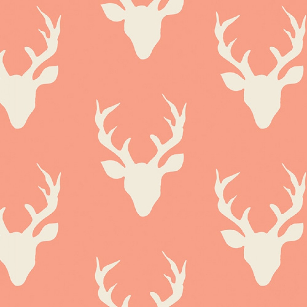 Art Gallery Fabrics Hello Bear Cotton Jersey Stretch Knit Fabric Buck Forest Peach