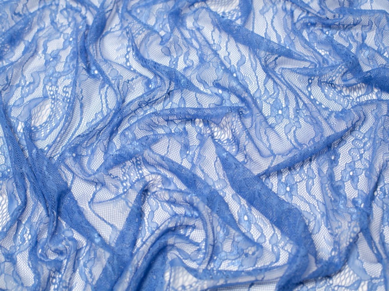 Minerva Core Range Fine Chantilly Lace Fabric Blue