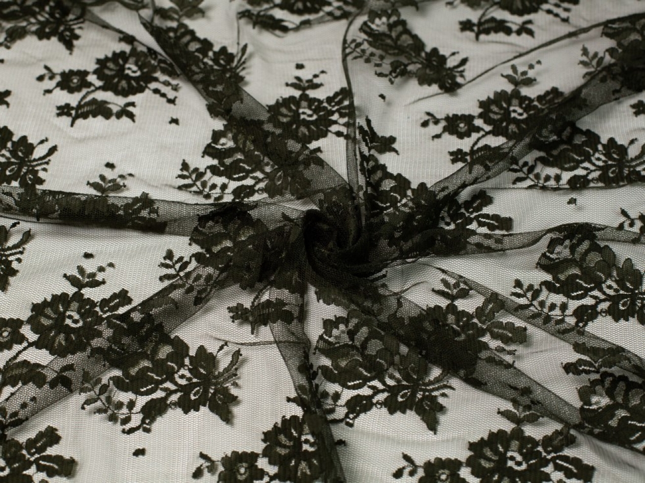 Chantilly Tulle Lace Fabric Khaki Green