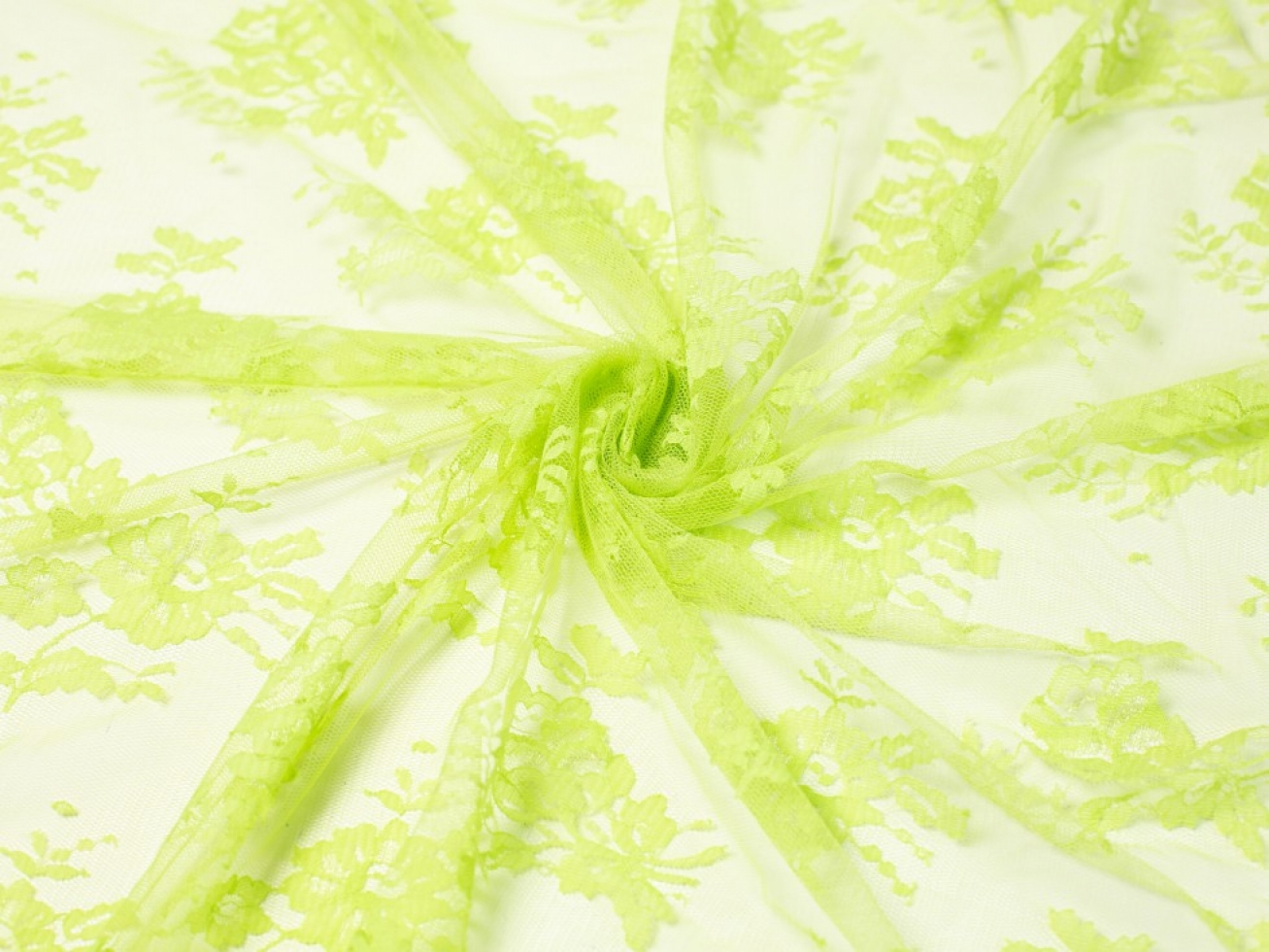 Chantilly Tulle Lace Fabric Lime Green