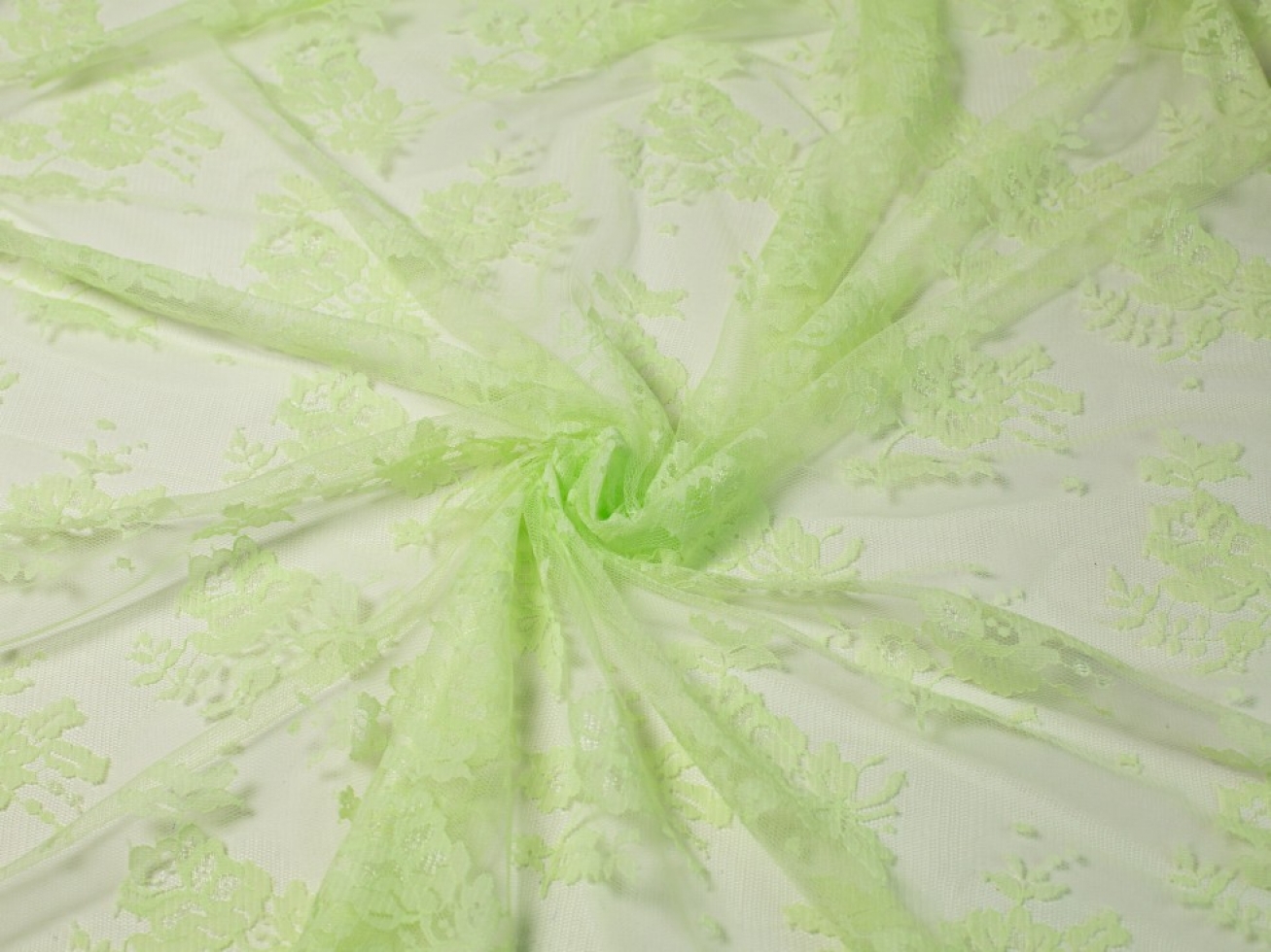 Chantilly Tulle Lace Fabric Mint Leaf Green
