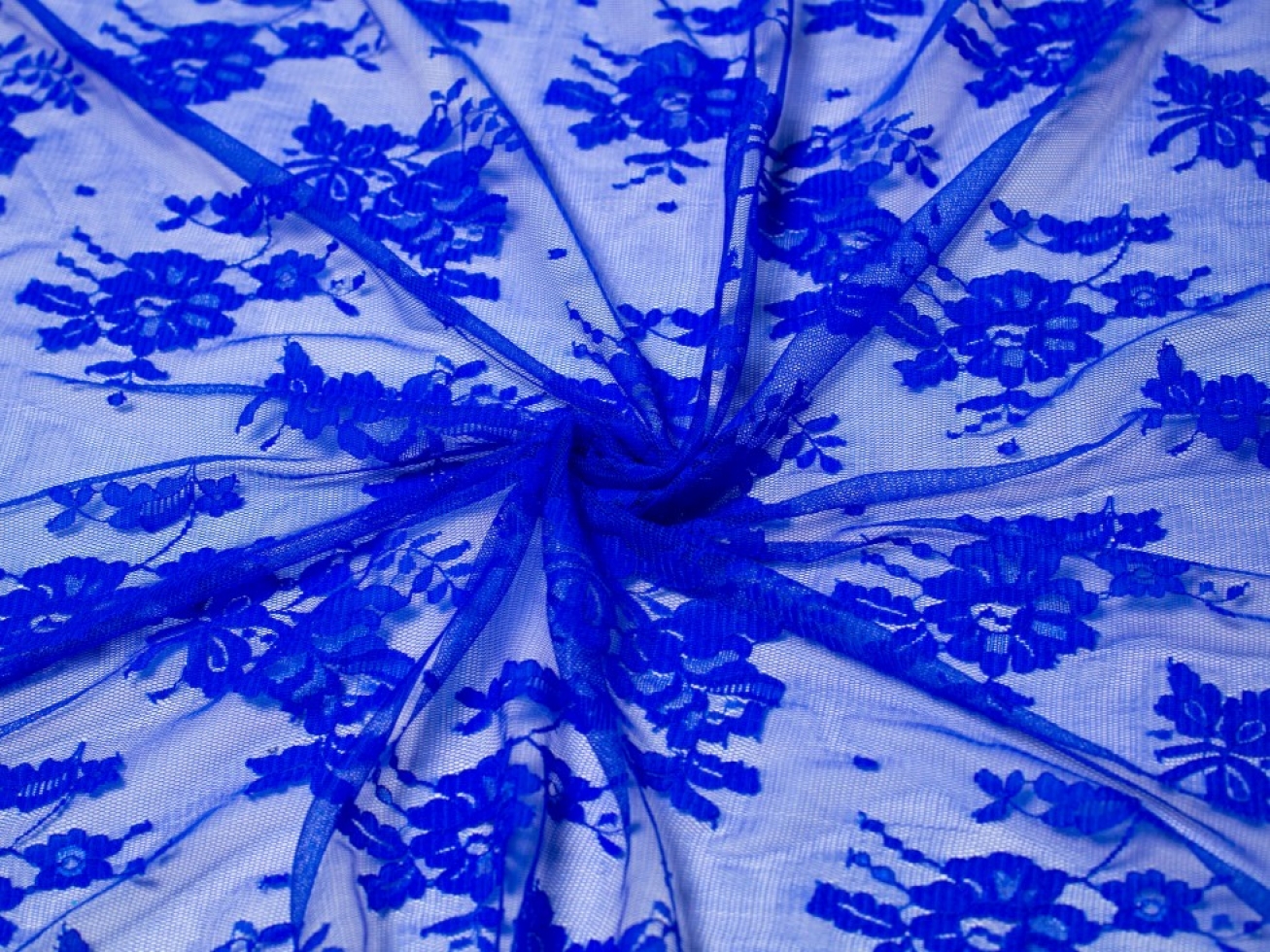 Chantilly Tulle Lace Fabric Royal Blue
