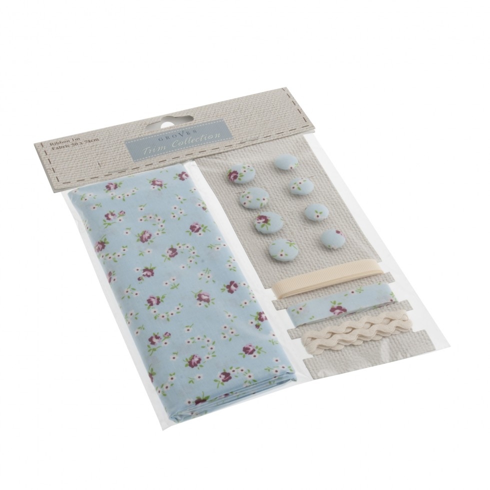 Fabric Trim Sewing Kit Blue Ditsy