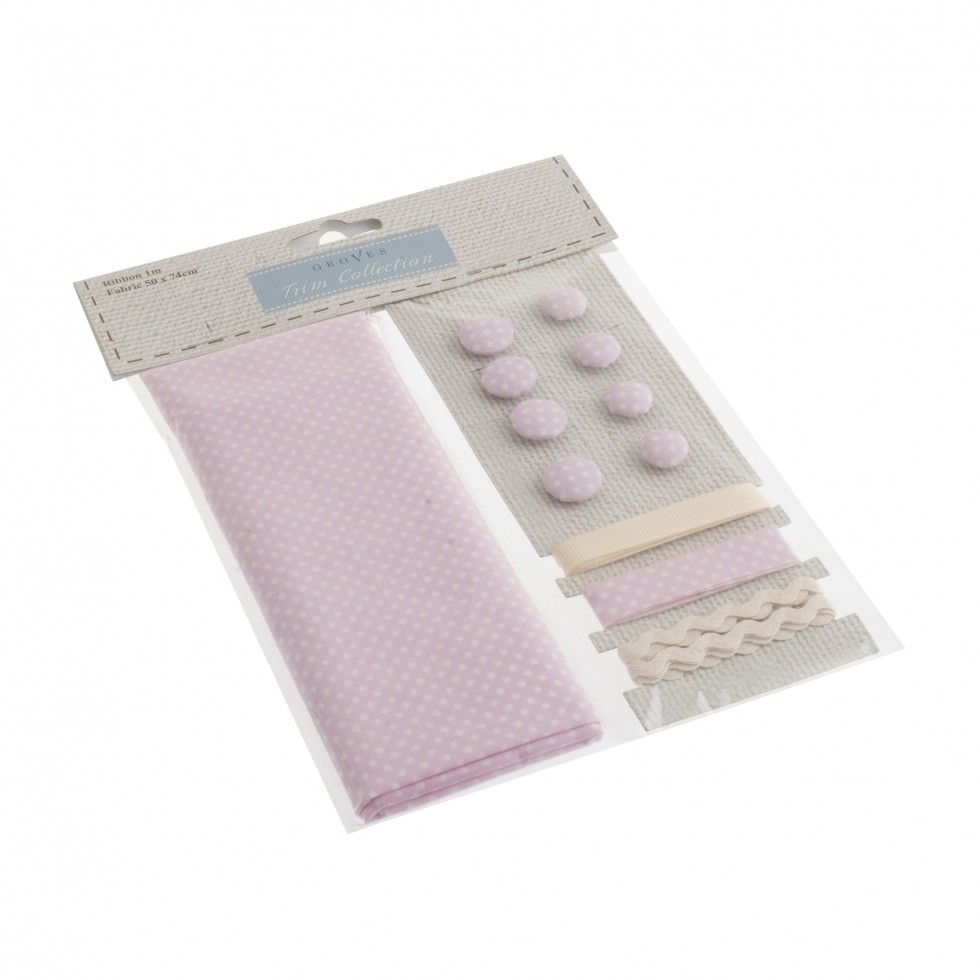 Fabric Trim Sewing Kit Pink Spot