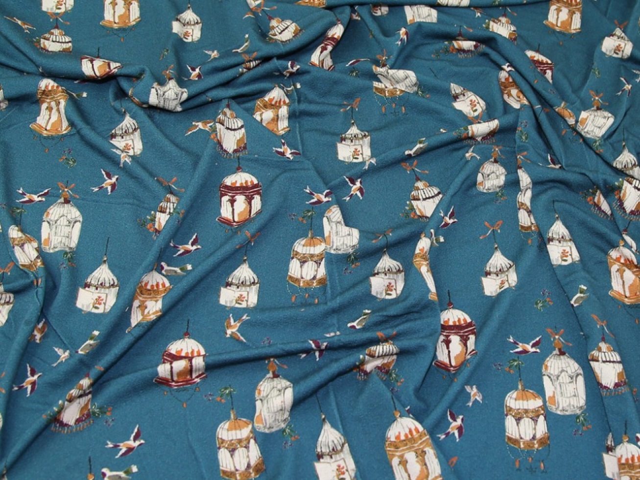 Lady McElroy Viscose Crepe Textured Stretch Knit Fabric Teal
