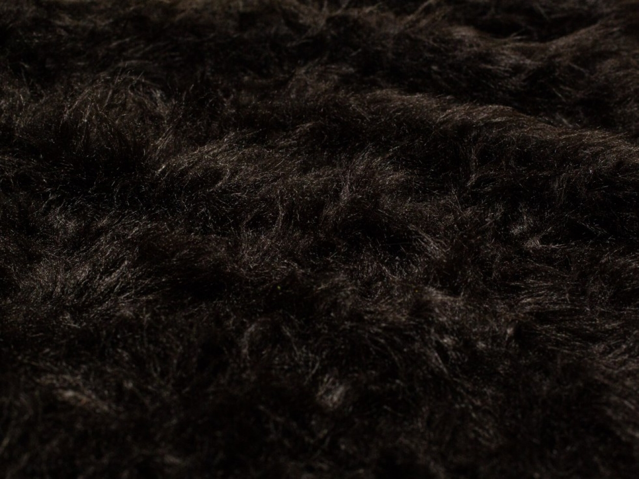 Long Pile Faux Fur Fabric Black