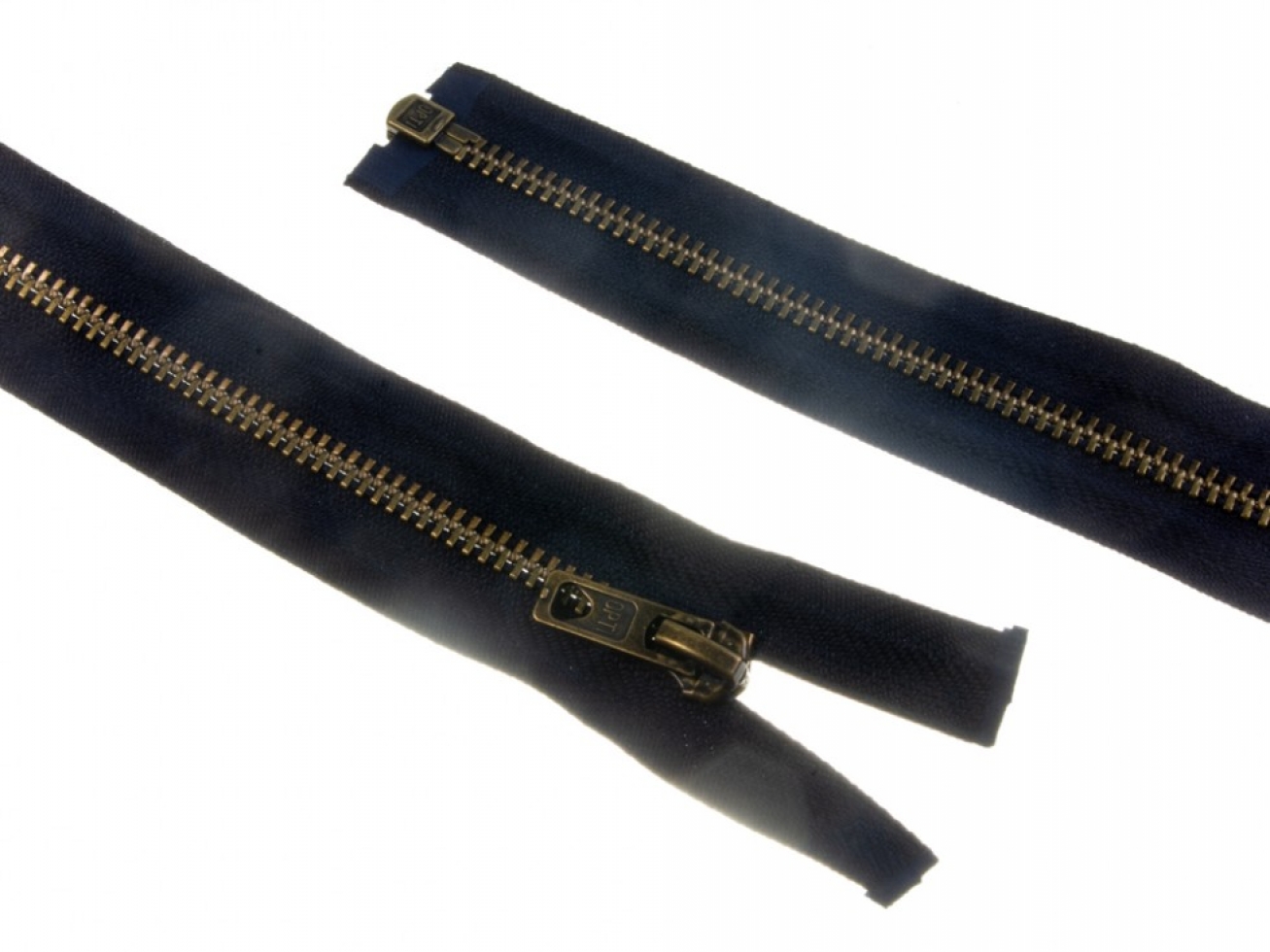 Opti Antique Metal Open End Zips Navy Blue