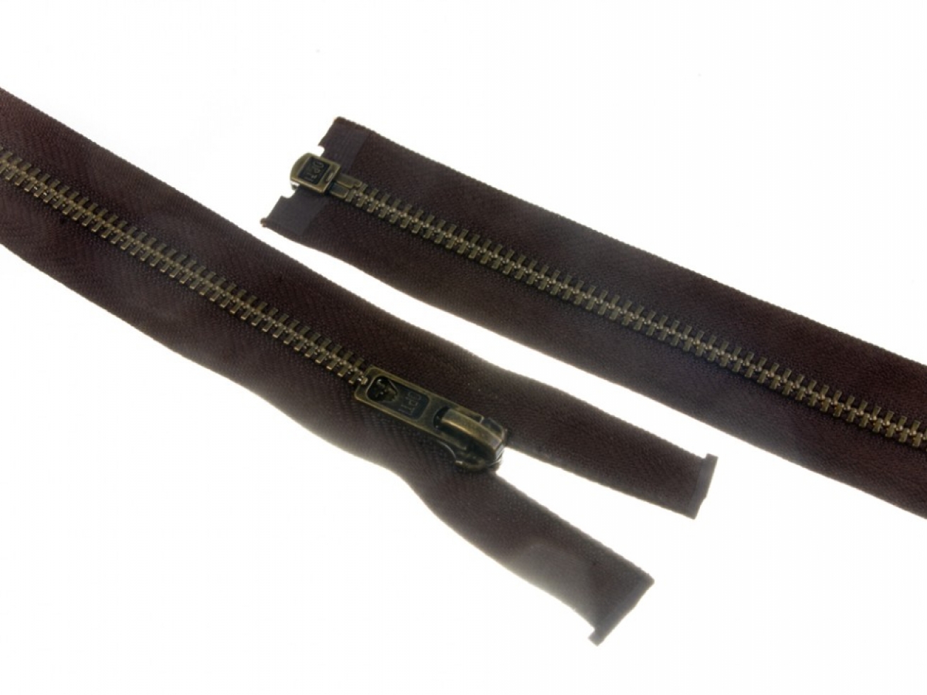 Opti Antique Metal Open End Zips Brown