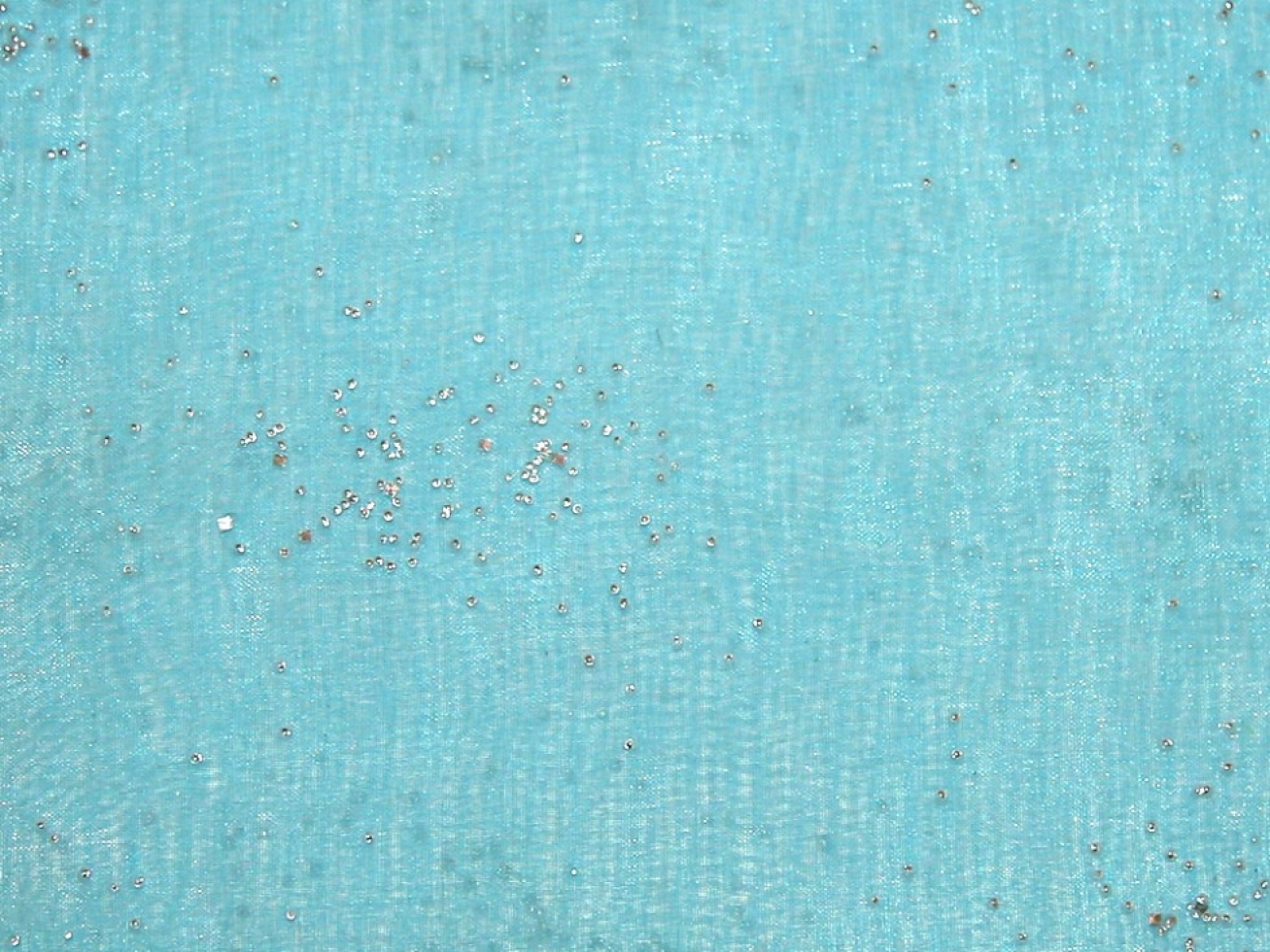 Embellished Organza Fabric Turquoise