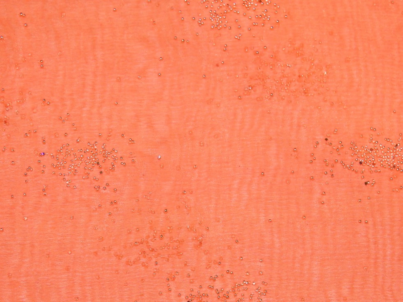 Embellished Organza Fabric Orange