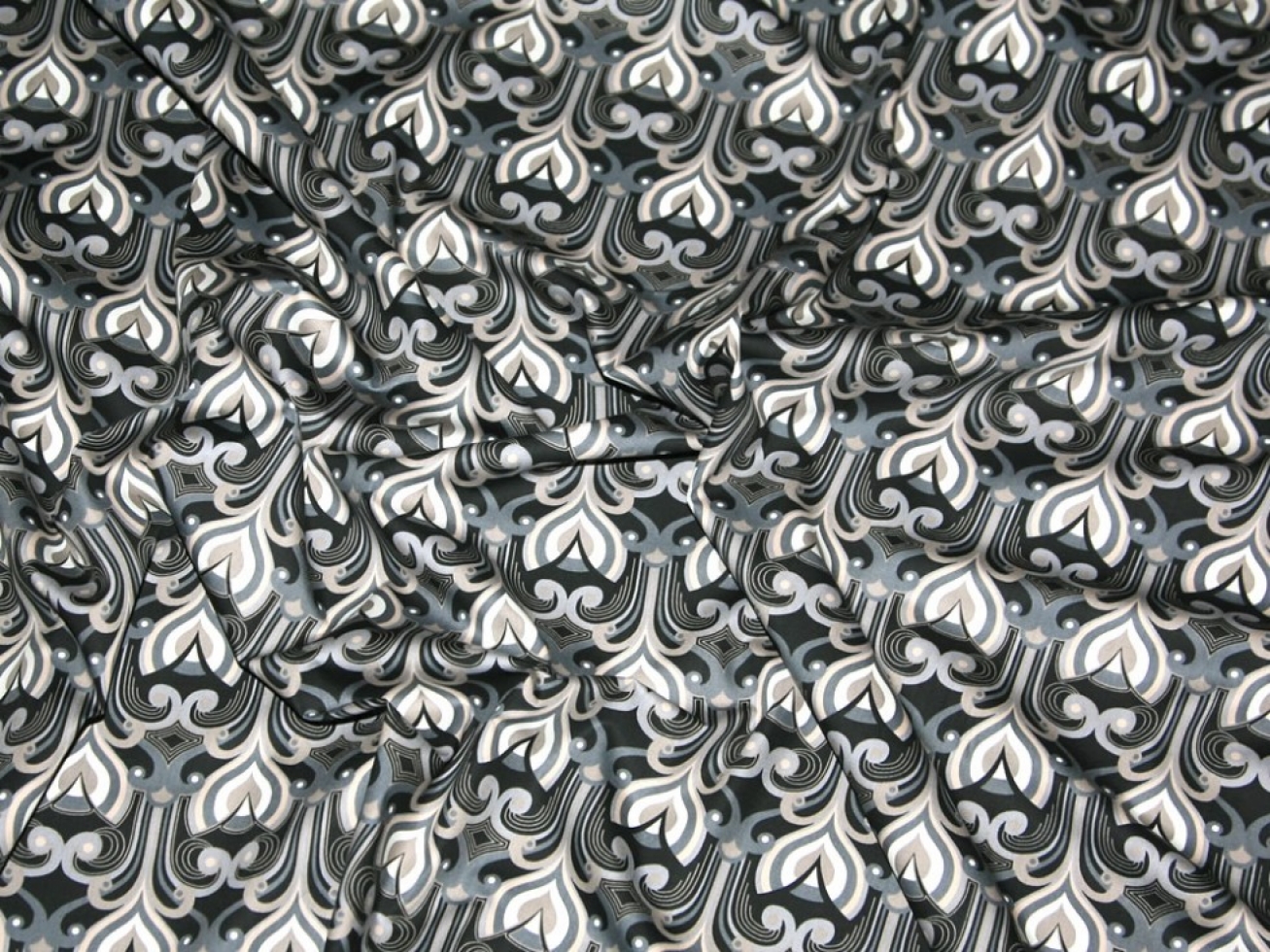 100% Cotton Poplin Fabric Black & Grey