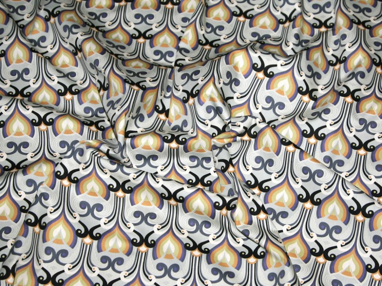 100% Cotton Poplin Fabric Grey & Multicoloured