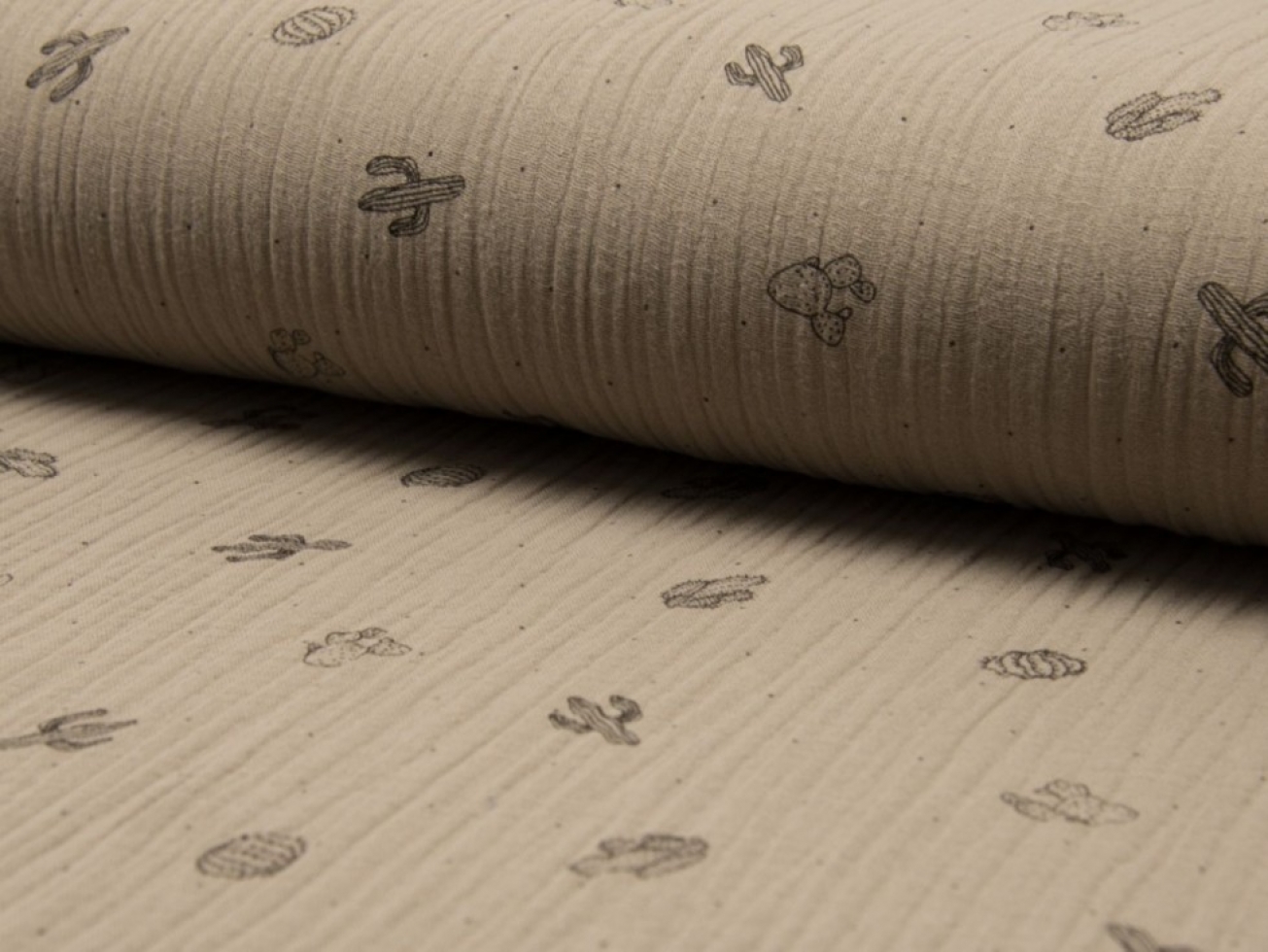 Crinkle Cotton Gauze Fabric Taupe