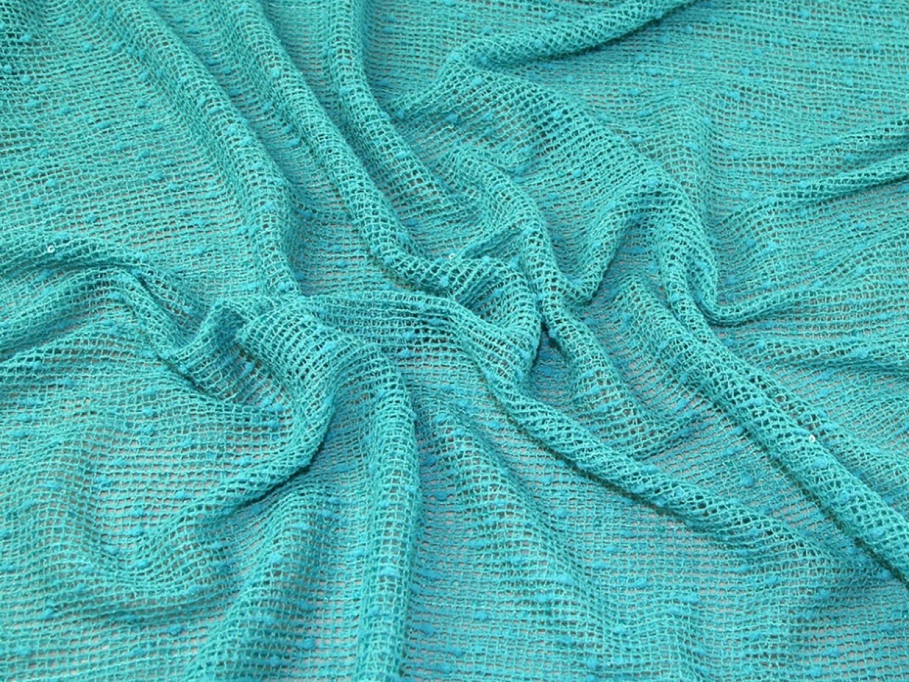 Sequin Lace Fabric Turquoise