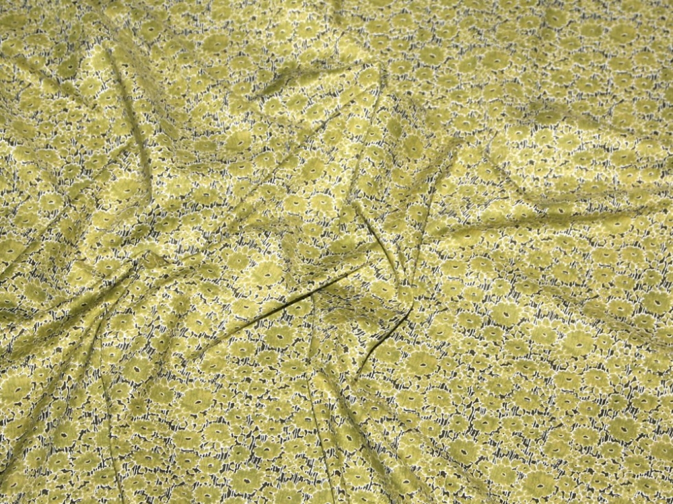 Cotton Lawn Fabric Black & Olive Green