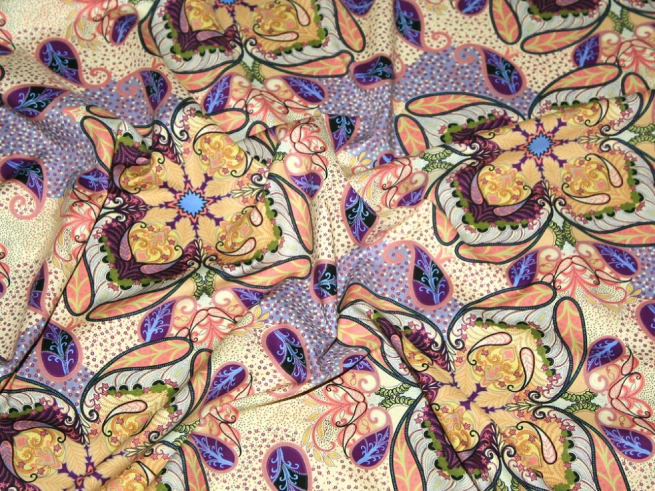 Cotton Lawn Fabric Purple Multicoloured