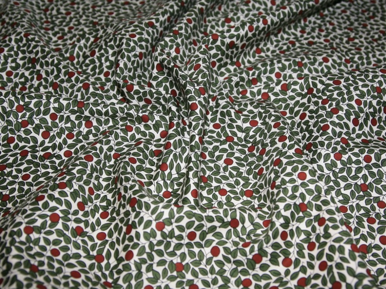 Cotton Lawn Fabric Cream/Olive/Wine